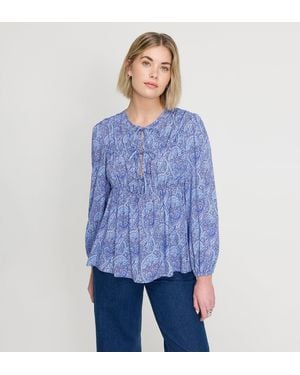 Finery London Roisin Long Sleeve Bow Detail Top - Blue