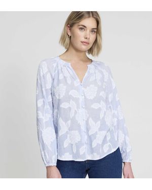Finery London Ivie Jacquard Stripe Button-Through Blouse - White