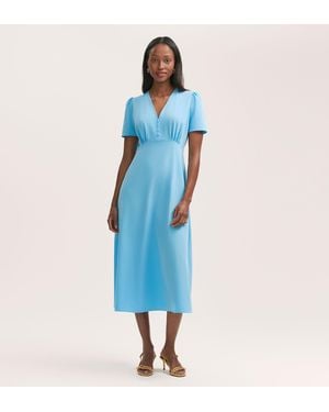 Finery London Nieve Crepe Midi Tea Dress - Blue