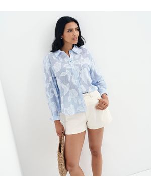 Finery London Heidi Jacquard Stripe Long Sleeve Shirt - Blue