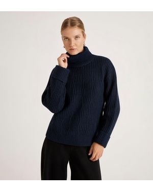 Finery London Albie Roll Neck Jumper - Blue