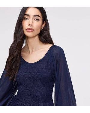 Finery London Jennie Cotton Lace Blouson Sleeve Top - Blue