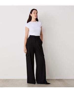Finery London Deliah Ponte Jersey Wide Leg Trousers - Black