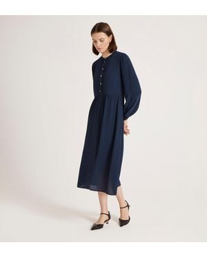Finery London Jasmine Lace Trim Crepe Midi Dress - Blue