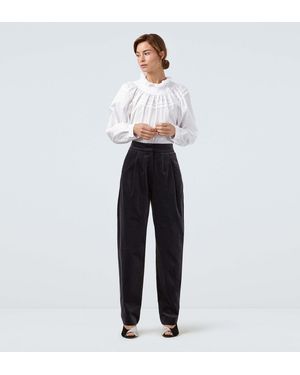Finery London Alan Charcoal Velvet Peg Trousers - White
