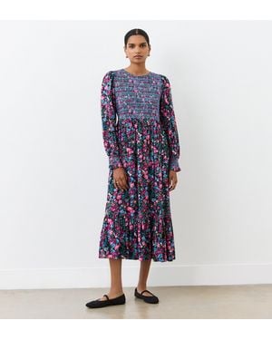 Finery London Isha Floral Midi Dress - Blue
