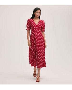 Finery London Alia Polka Dot Crepe Midi Dress - Red