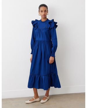 Finery London Adela Cotton Midi Dress - Blue