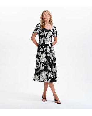 Finery London Teresa Tiered Square Neck Midi Dress - Black