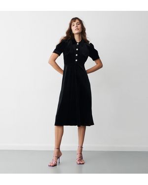 Finery London Judie Velvet Midi Dress - Black