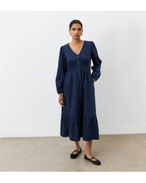 Finery London Arizona Corduroy Midi Dress - Blue