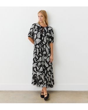 Finery UK Cyra Crepe Tie Neck Dress - Black