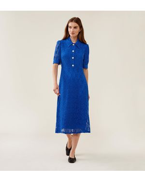 Finery London Fatima Cobalt Lace Midi Dress - Blue