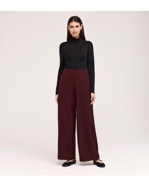 Finery UK Nat Gaberdine Twill Wide Leg Trousers - Red