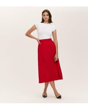 Finery UK Ramona Rich Crepe Midi Skirt - Red