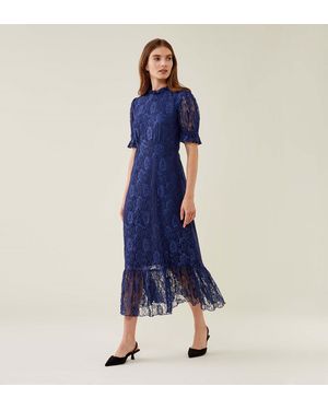 Finery London Saskia Midi Lace Dress - Blue