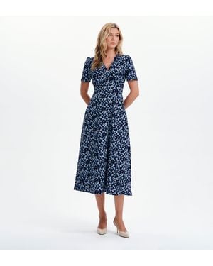 Finery London Nieve Empire Waist V-Neck Midi Dress - Blue