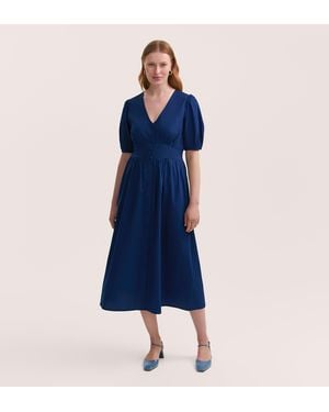 Finery London Addison Cotton Midi Tea Dress - Blue
