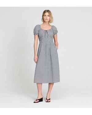 Finery UK Kaitlyn Cotton Gingham Check Midi Dress - Grey