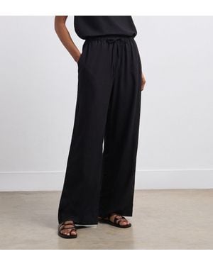 Finery London Drew Wide Leg Linen Mix Trousers - Black