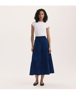 Finery London Paula Cotton Ric Rac Trim Midi Skirt - Blue