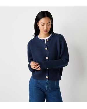 Finery London Saskia Button Up Cotton Cardigan - Blue