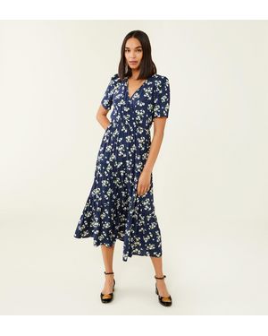 Finery London Amara Blossom Print Midi Dress - Blue