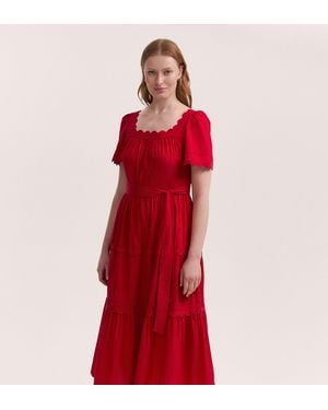 Finery London Corina Cotton Midi Dress - Red