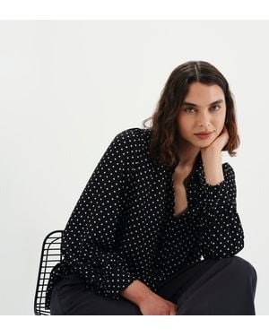 Finery London Melina Button Through Lightweight Yoke Blouse - Black