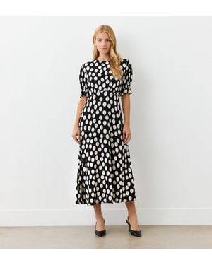 Finery London Mela Polka Dot Crepe Midi Dress - White