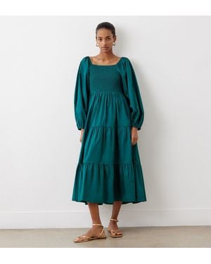 Finery London Lauretta Tiered Cotton Midi Dress - Green