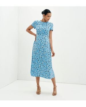 Finery London Lorna Empire Waist Midi Dress - Blue