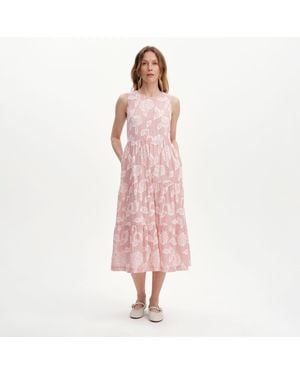 Finery London Hollie Jacquard Stripe Cotton Sleeveless Midi Dress - Pink