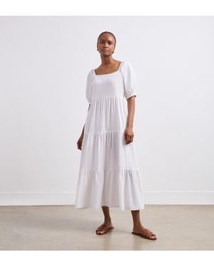 Finery London Jane Linen Blend Midi Dress - White