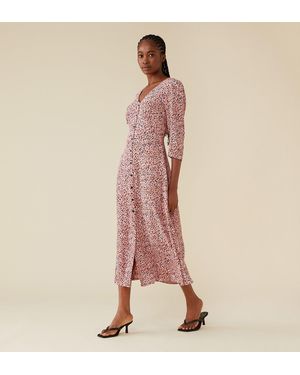 Finery London Cindy Crepe Midi Dress - Pink
