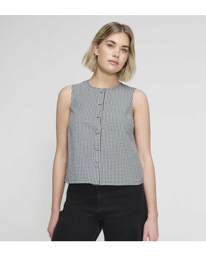 Finery UK Maggie Cotton Sleeveless Button-Through Top - Grey