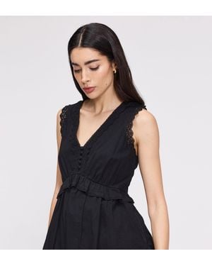 Finery London Cyma Lace Cotton Sleeveless Top - Black