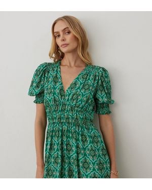 Finery London Tegan Tile Midi Dress - Green