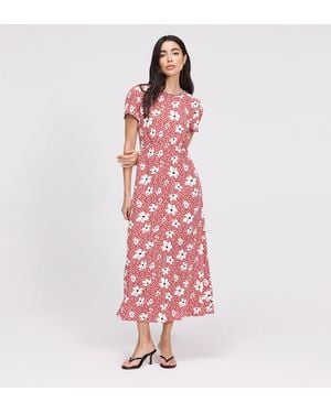 Finery London Lorna Empire Waist Midi Dress - Red