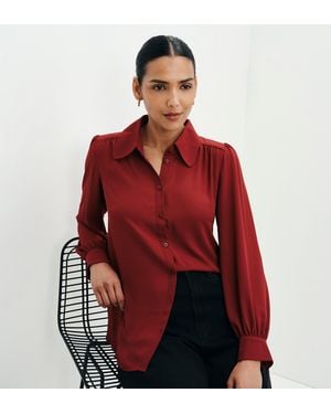 Finery London Melina Button Through Lightweight Yoke Blouse - Red