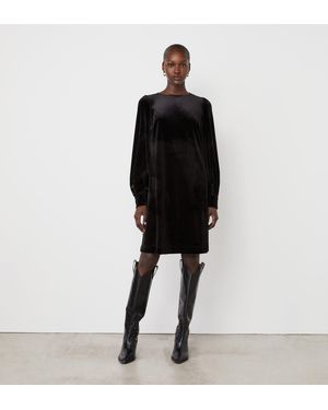 Finery London Sandrine Velvet Knee Length Dress - Black