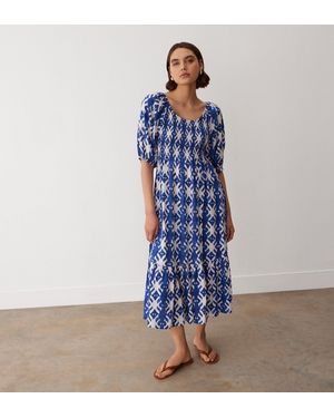 Finery London Rosie Linen Blend Midi Dress - Blue