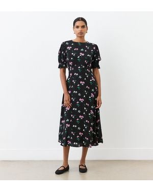 Finery London Mela Crepe Midi Dress - Black