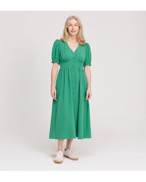 Finery London Samantha Button Through Midi Dress - Green