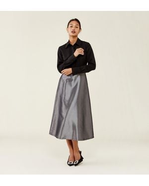 Finery London Naia Taffeta Skirt - Natural