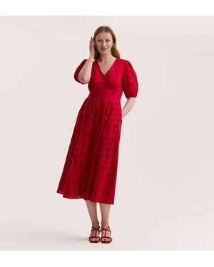 Finery London Una Embroidered Cotton Midi Tea Dress