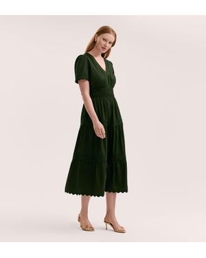 Finery London Wren Cotton Midi Tiered Dress - Green