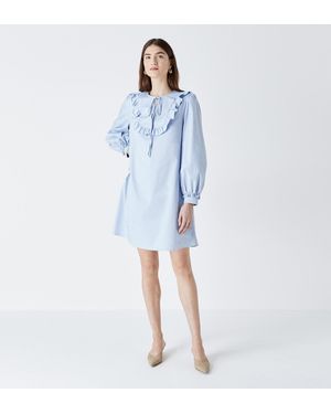 Finery London Paton Frill Placket Dress - Blue