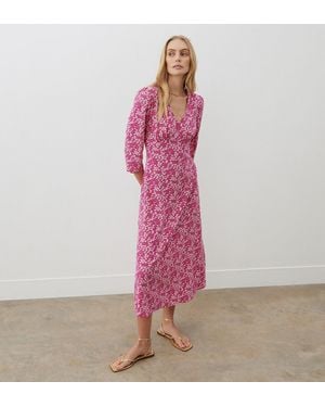 Finery London Madonna Floral Crepe Midi Dress - Pink