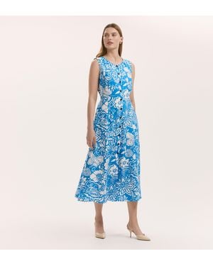 Finery London Aimee Button Through Sleeveless Midi Dress - Blue